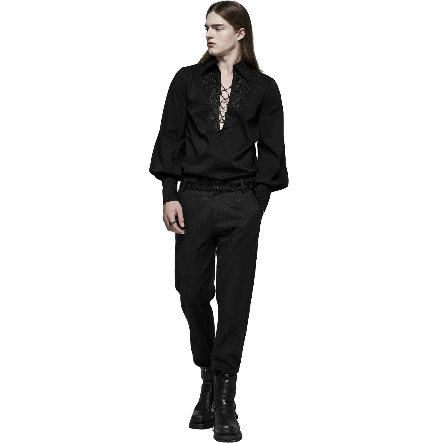 PUNK RAVE Pantalon 'Goth Blood' En Jacquard Noir 4 PUNK RAVE Pantalon 'Goth Blood' En Jacquard Noir – Image 2