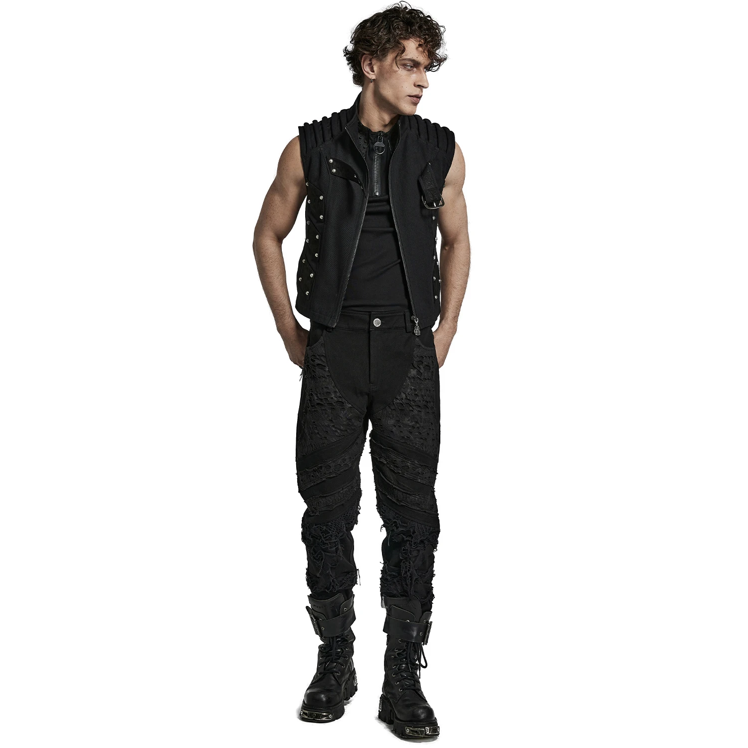 PUNK RAVE Pantalon 'Goth Distressed' Noir 4 PUNK RAVE Pantalon 'Goth Distressed' Noir – Image 2