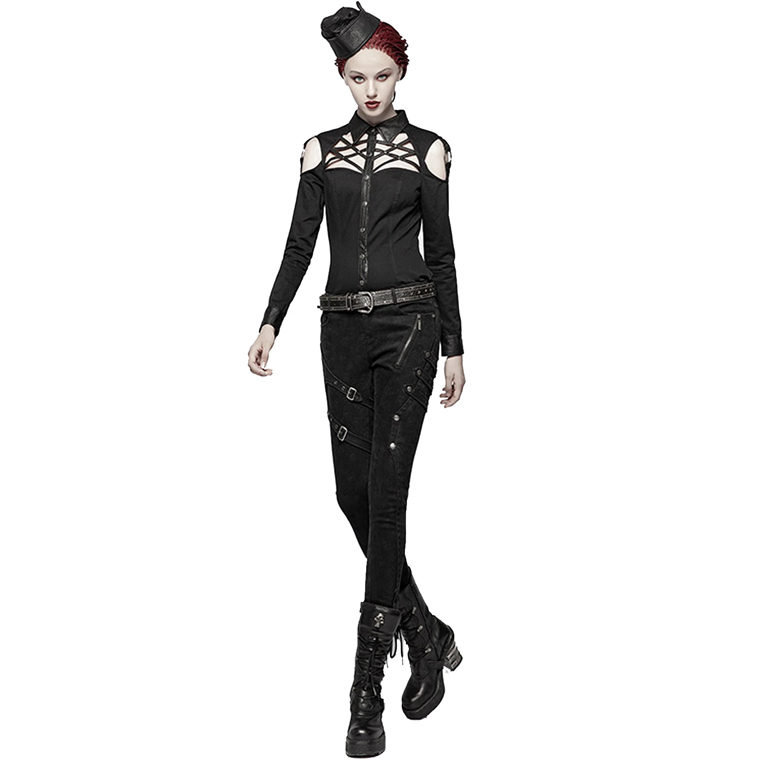 PUNK RAVE Pantalon 'Gothic Trooper' Noir 6 PUNK RAVE Pantalon 'Gothic Trooper' Noir – Image 4