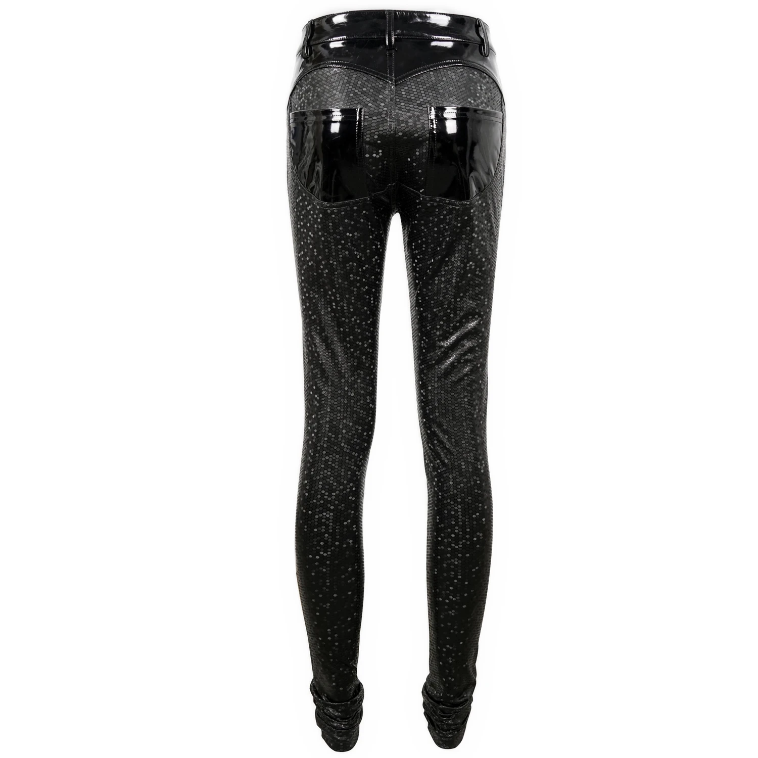 DEVIL FASHION Pantalon 'Hexagone' En Simili Cuir Noir à Motifs 15 DEVIL FASHION Pantalon 'Hexagone' En Simili Cuir Noir à Motifs – Image 13