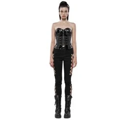 PUNK RAVE Pantalon 'Kera' Noir -ALCHEMY GOTHIC shop pantalon kera noir 4