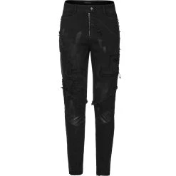 PUNK RAVE Pantalon 'Punk Broken Hole Net' Noir -ALCHEMY GOTHIC shop pantalon punk broken hole net noir 10