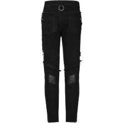 PUNK RAVE Pantalon 'Punk Broken Hole Net' Noir -ALCHEMY GOTHIC shop pantalon punk broken hole net noir 11