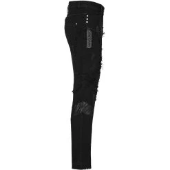 PUNK RAVE Pantalon 'Punk Broken Hole Net' Noir -ALCHEMY GOTHIC shop pantalon punk broken hole net noir 12