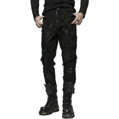PUNK RAVE Pantalon 'Punk Broken Hole Net' Noir
