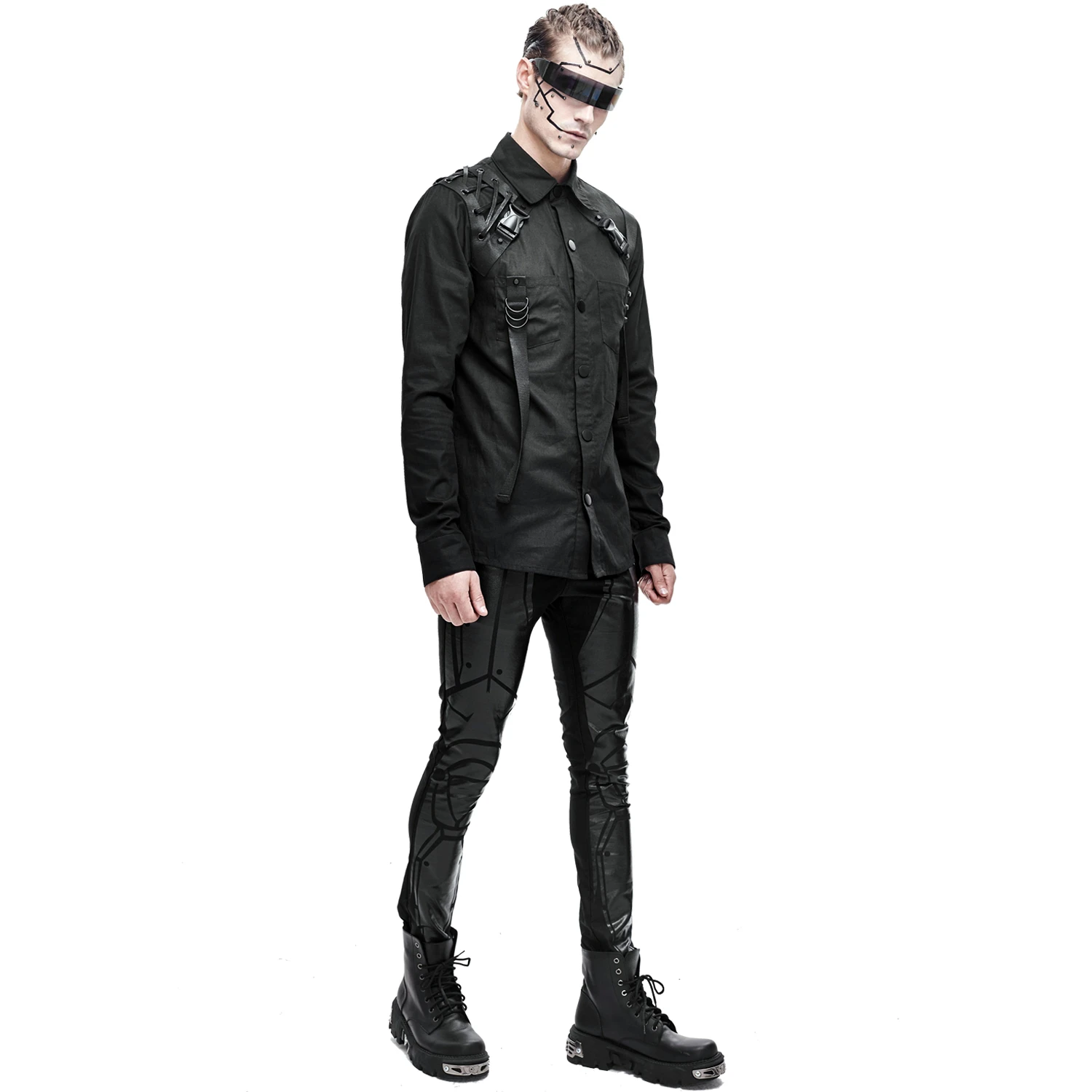 DEVIL FASHION Pantalon Skinny 'Robot Armor' Noir Pour Hommes 6 DEVIL FASHION Pantalon Skinny 'Robot Armor' Noir Pour Hommes – Image 4
