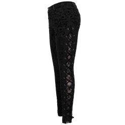 DEVIL FASHION Pantalon 'Slim Lace' Noir 30 DEVIL FASHION Pantalon 'Slim Lace' Noir -ALCHEMY GOTHIC shop pantalon slim lace noir 11