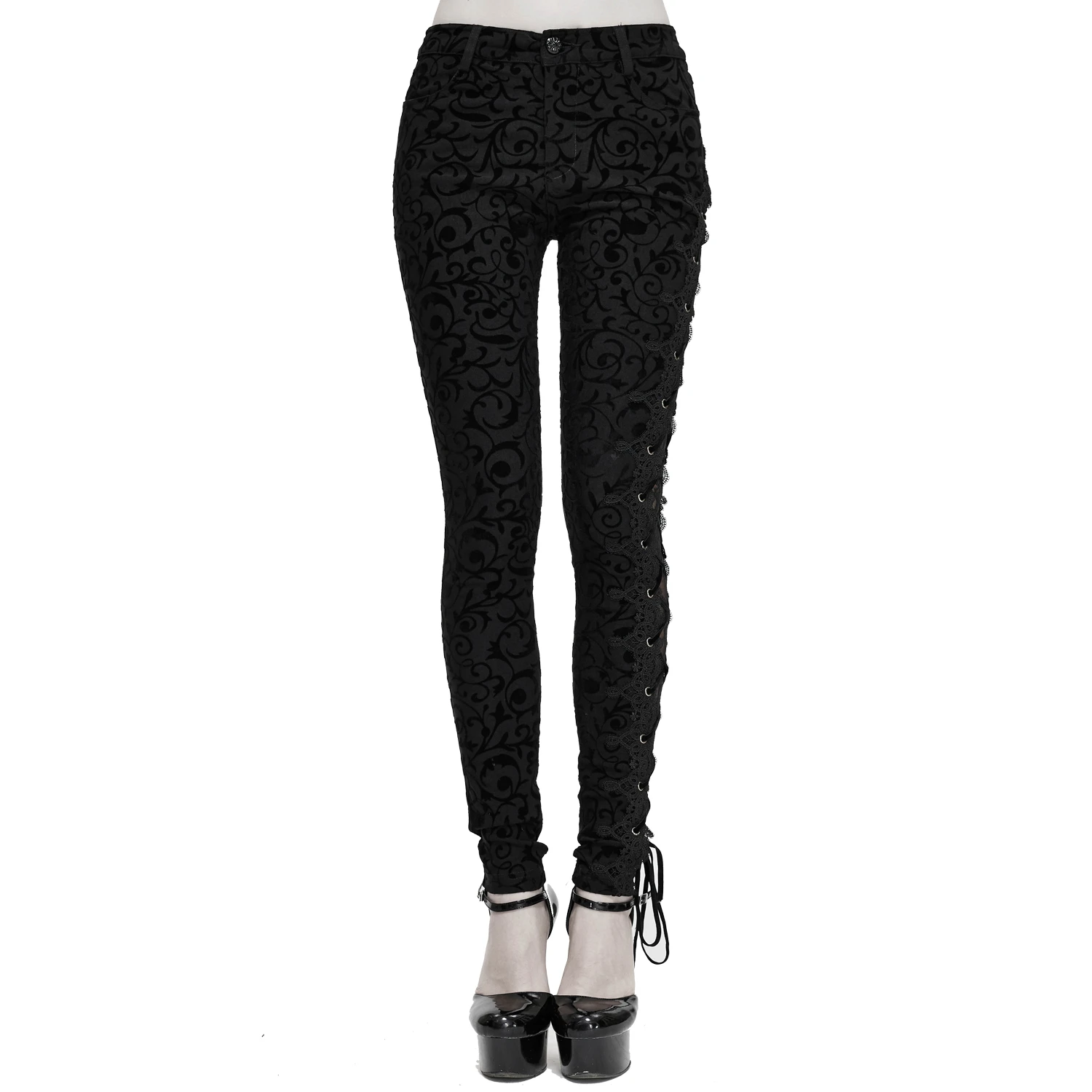 DEVIL FASHION Pantalon 'Slim Lace' Noir 6 DEVIL FASHION Pantalon 'Slim Lace' Noir – Image 4