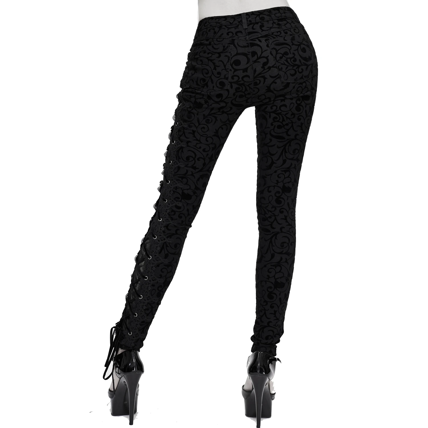 DEVIL FASHION Pantalon 'Slim Lace' Noir 7 DEVIL FASHION Pantalon 'Slim Lace' Noir – Image 5