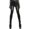 PUNK RAVE Pantalon 'Snake' Noir Et Vert Fluo -ALCHEMY GOTHIC shop pantalon snake noir et vert fluo