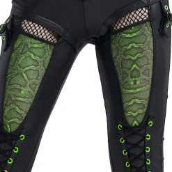 PUNK RAVE Pantalon 'Snake' Noir Et Vert Fluo 36 PUNK RAVE Pantalon 'Snake' Noir Et Vert Fluo -ALCHEMY GOTHIC shop pantalon snake noir et vert fluo 15
