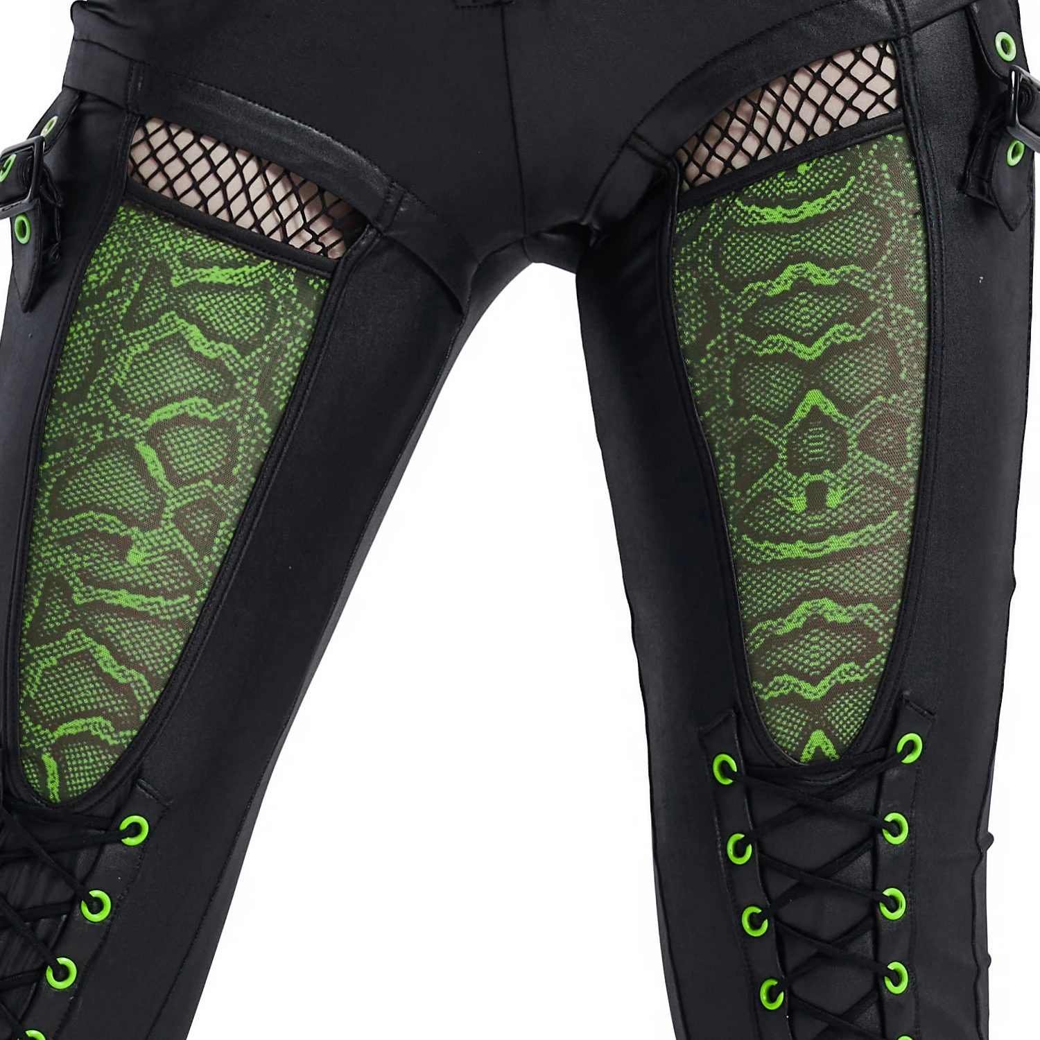 PUNK RAVE Pantalon 'Snake' Noir Et Vert Fluo 18 PUNK RAVE Pantalon 'Snake' Noir Et Vert Fluo – Image 16