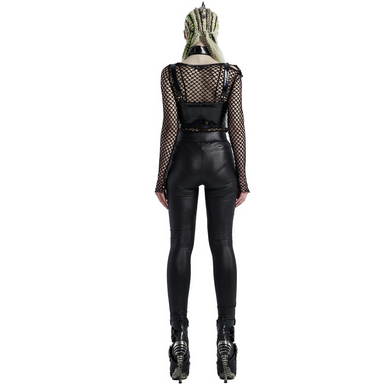 PUNK RAVE Pantalon 'Snake' Noir Et Vert Fluo 5 PUNK RAVE Pantalon 'Snake' Noir Et Vert Fluo – Image 3