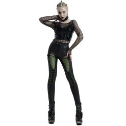 PUNK RAVE Pantalon 'Snake' Noir Et Vert Fluo 24 PUNK RAVE Pantalon 'Snake' Noir Et Vert Fluo -ALCHEMY GOTHIC shop pantalon snake noir et vert fluo 3