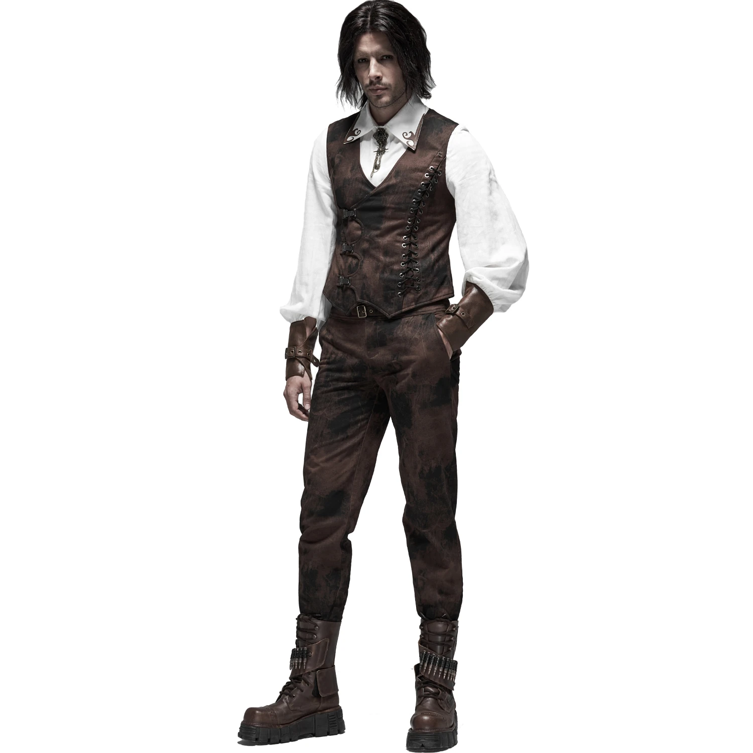 PUNK RAVE Pantalon Steampunk 'Coyote' Marron 4 PUNK RAVE Pantalon Steampunk 'Coyote' Marron – Image 2