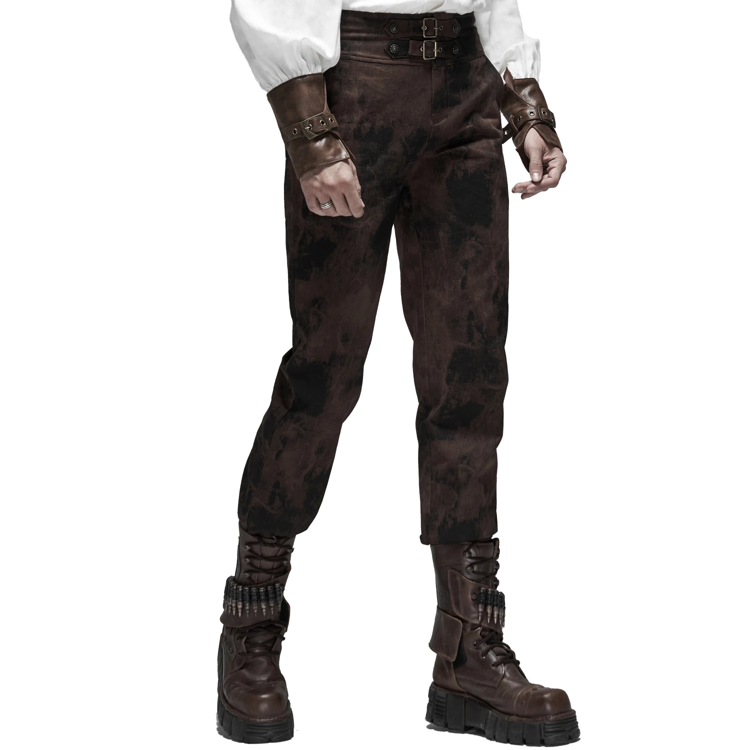 PUNK RAVE Pantalon Steampunk 'Coyote' Marron 6 PUNK RAVE Pantalon Steampunk 'Coyote' Marron – Image 4