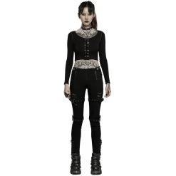 PUNK RAVE Pantalon Taille Basse 'Katell' Noir 21 PUNK RAVE Pantalon Taille Basse 'Katell' Noir -ALCHEMY GOTHIC shop pantalon taille basse katell noir 3