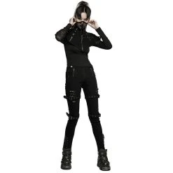 PUNK RAVE Pantalon Taille Basse 'Katell' Noir 22 PUNK RAVE Pantalon Taille Basse 'Katell' Noir -ALCHEMY GOTHIC shop pantalon taille basse katell noir 4
