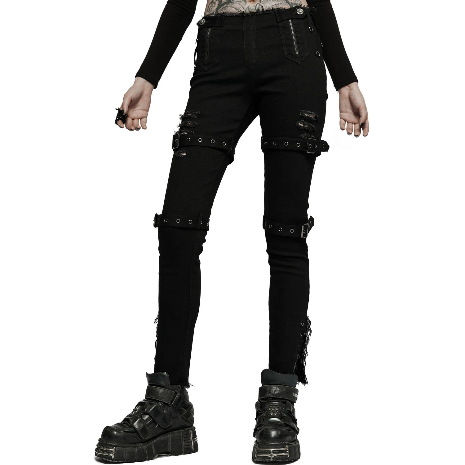 PUNK RAVE Pantalon Taille Basse 'Katell' Noir 10 PUNK RAVE Pantalon Taille Basse 'Katell' Noir – Image 8