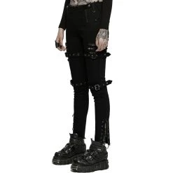 PUNK RAVE Pantalon Taille Basse 'Katell' Noir 26 PUNK RAVE Pantalon Taille Basse 'Katell' Noir -ALCHEMY GOTHIC shop pantalon taille basse katell noir 8