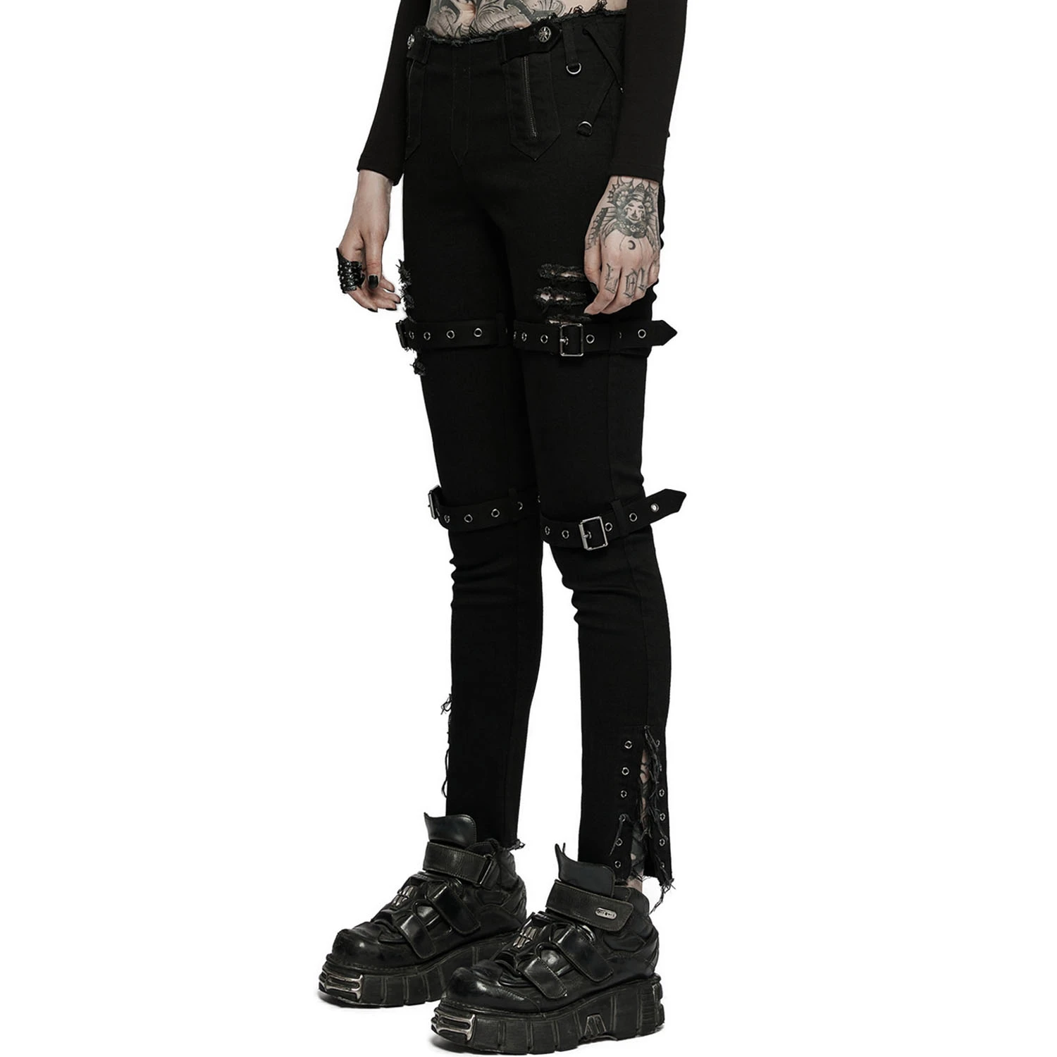 PUNK RAVE Pantalon Taille Basse 'Katell' Noir 11 PUNK RAVE Pantalon Taille Basse 'Katell' Noir – Image 9