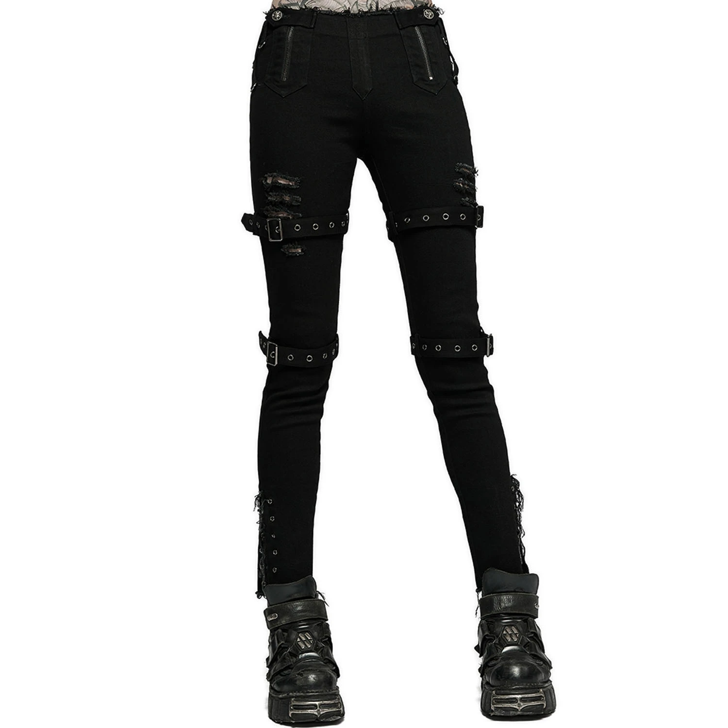 PUNK RAVE Pantalon Taille Basse 'Katell' Noir 3 PUNK RAVE Pantalon Taille Basse 'Katell' Noir