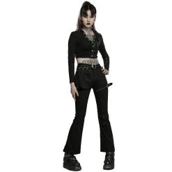 PUNK RAVE Pantalon Taille Mi Haute 'Lamia' Avec Sur-jupe Noir -ALCHEMY GOTHIC shop pantalon taille mi haute lamia avec sur jupe noir 3