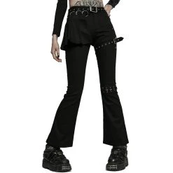 PUNK RAVE Pantalon Taille Mi Haute 'Lamia' Avec Sur-jupe Noir -ALCHEMY GOTHIC shop pantalon taille mi haute lamia avec sur jupe noir 4
