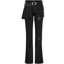 PUNK RAVE Pantalon Taille Mi Haute 'Lamia' Avec Sur-jupe Noir -ALCHEMY GOTHIC shop pantalon taille mi haute lamia avec sur jupe noir 7