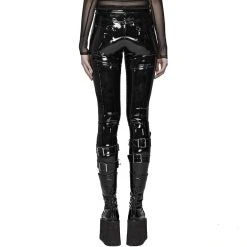 PUNK RAVE Pantalon 'Toxica' En Vinyle Noir -ALCHEMY GOTHIC shop pantalon toxica en vinyle noir 13