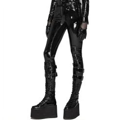 PUNK RAVE Pantalon 'Toxica' En Vinyle Noir -ALCHEMY GOTHIC shop pantalon toxica en vinyle noir 14