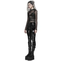 PUNK RAVE Pantalon 'Toxica' En Vinyle Noir -ALCHEMY GOTHIC shop pantalon toxica en vinyle noir 3