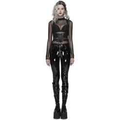 PUNK RAVE Pantalon 'Toxica' En Vinyle Noir -ALCHEMY GOTHIC shop pantalon toxica en vinyle noir 4