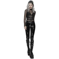 PUNK RAVE Pantalon 'Toxica' En Vinyle Noir -ALCHEMY GOTHIC shop pantalon toxica en vinyle noir 5