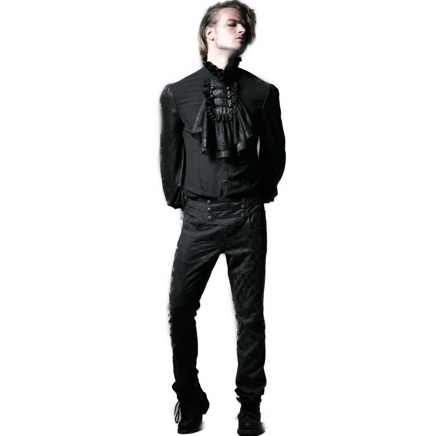 PUNK RAVE Pantalon 'Vampyr' En Brocart Noir 5 PUNK RAVE Pantalon 'Vampyr' En Brocart Noir – Image 3