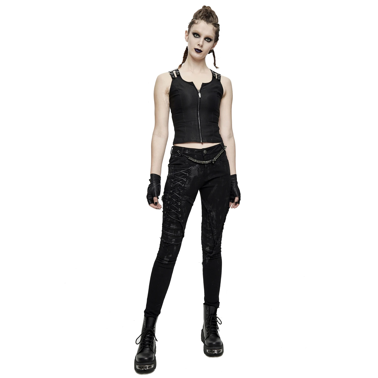 DEVIL FASHION Pantalon 'Wasteland' Noir Pour Femmes 4 DEVIL FASHION Pantalon 'Wasteland' Noir Pour Femmes – Image 2