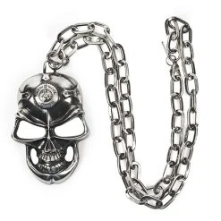 NEW ROCK Pendentif Skull Argenté Avec Chaîne -ALCHEMY GOTHIC shop pendentif skull argente avec chaine 1