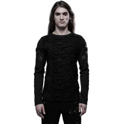 PUNK RAVE Polo Manches Longues 'Astaroth' Noir -ALCHEMY GOTHIC shop polo manches longues astaroth noir 1