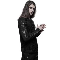 PUNK RAVE Polo Manches Longues 'Astaroth' Noir -ALCHEMY GOTHIC shop polo manches longues astaroth noir 3
