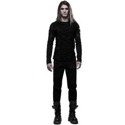 PUNK RAVE Polo Manches Longues 'Astaroth' Noir -ALCHEMY GOTHIC shop polo manches longues astaroth noir 7