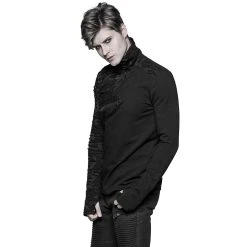 PUNK RAVE Polo Manches Longues 'Black Plague' Noir -ALCHEMY GOTHIC shop polo manches longues black plague noir 3