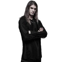 PUNK RAVE Polo Manches Longues 'Goth Broken' Noir -ALCHEMY GOTHIC shop polo manches longues goth broken noir 6