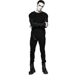 PUNK RAVE Polo Manches Longues 'Ozgoth' Noir -ALCHEMY GOTHIC shop polo manches longues ozgoth noir 4