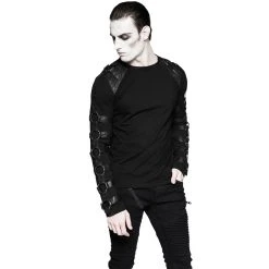 PUNK RAVE Polo Manches Longues 'Ozgoth' Noir -ALCHEMY GOTHIC shop polo manches longues ozgoth noir 5