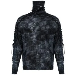 PUNK RAVE Polo Masque 'Samhain' Noir Et Bleu -ALCHEMY GOTHIC shop polo masque samhain noir et bleu 10