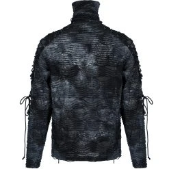 PUNK RAVE Polo Masque 'Samhain' Noir Et Bleu -ALCHEMY GOTHIC shop polo masque samhain noir et bleu 11