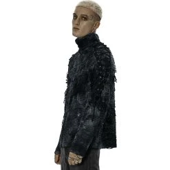 PUNK RAVE Polo Masque 'Samhain' Noir Et Bleu -ALCHEMY GOTHIC shop polo masque samhain noir et bleu 3