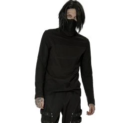 PUNK RAVE Polo Masque 'Xenos' Noir -ALCHEMY GOTHIC shop polo masque xenos noir 2