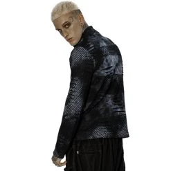 PUNK RAVE Polo Masque 'Xenos' Noir Et Gris -ALCHEMY GOTHIC shop polo masque xenos noir et gris 2