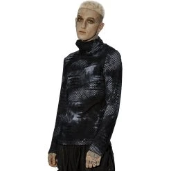 PUNK RAVE Polo Masque 'Xenos' Noir Et Gris -ALCHEMY GOTHIC shop polo masque xenos noir et gris 3